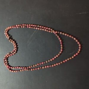 Pink Rhodonite Gemstone Beaded Long Stand Statement Necklace